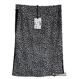 41 Hawthorn Nemma‎ Knit Pencil Skirt Dark Gray Black Leopard Print Sz M NWT